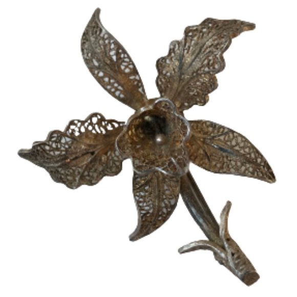 Topazio Gold plating Sterling Silver Flower Brooch - Picture 2 of 8